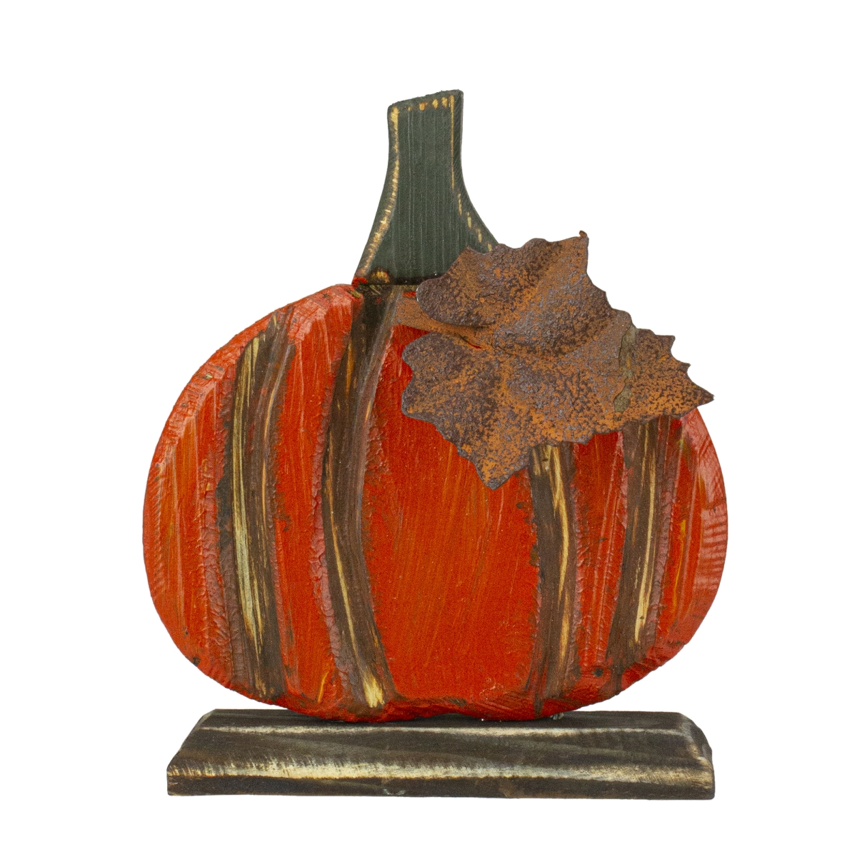 Picture of Northlight 33650112 6.5 in. Orange Carved Wood Harvest Pumpkin Tabletop Decoration