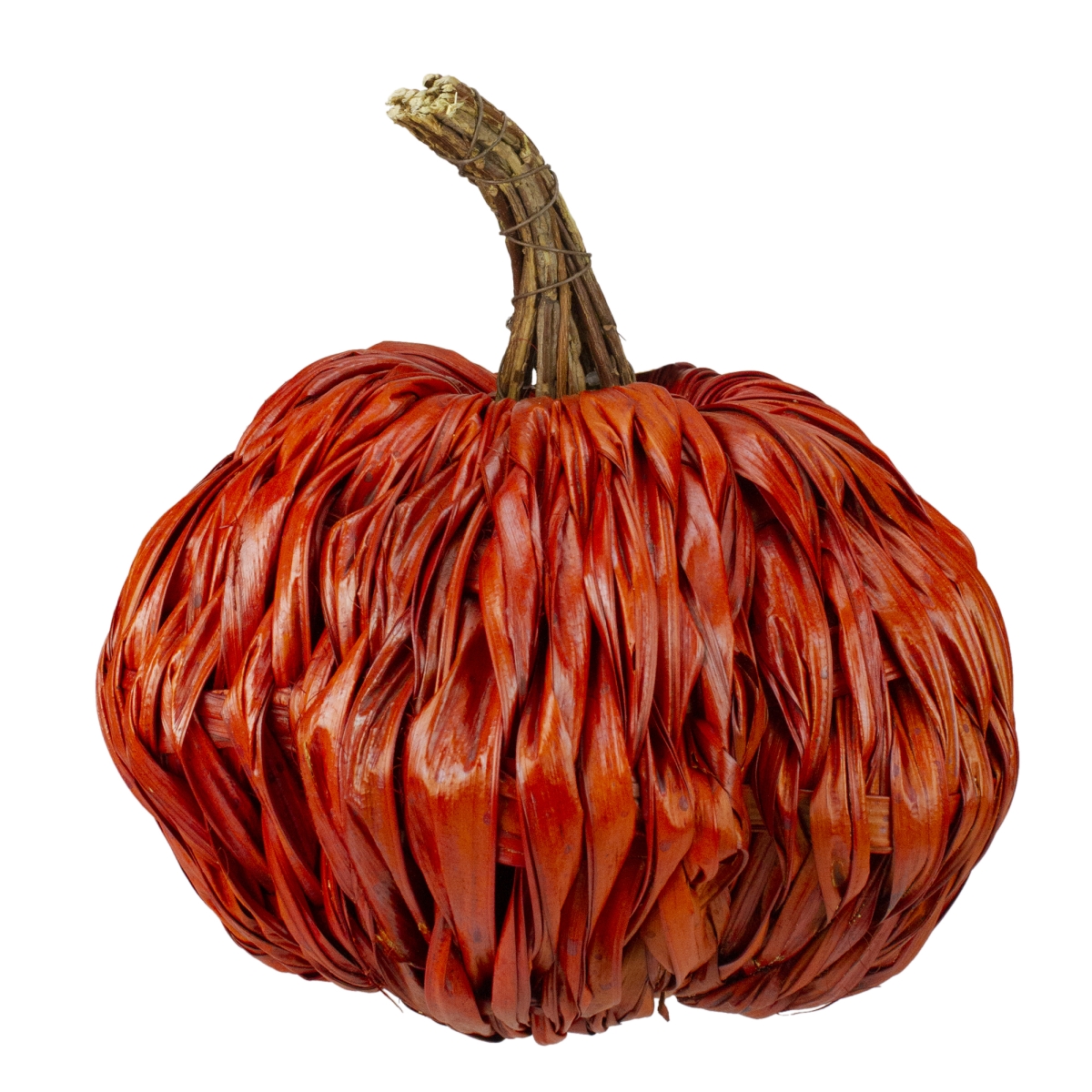 8.5 in. Orange Autumn Harvest Woven Pumpkin Decoration