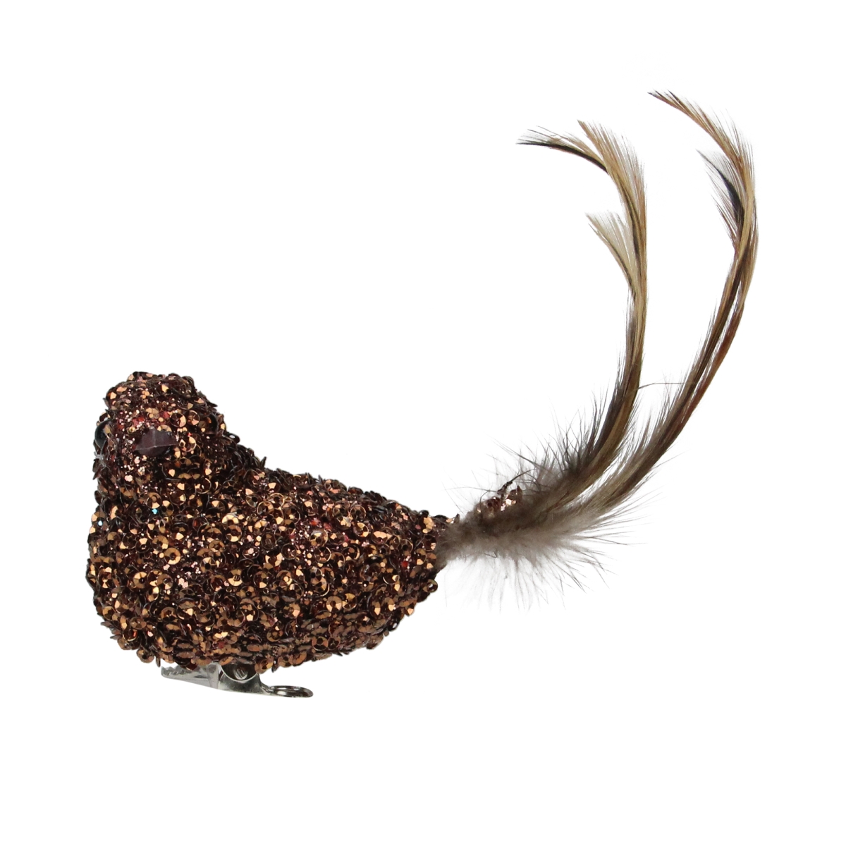 Picture of Northlight 33530764 6.5 in. Bronze Sequined Bird with Feather Tail Christmas Ornament with Clip