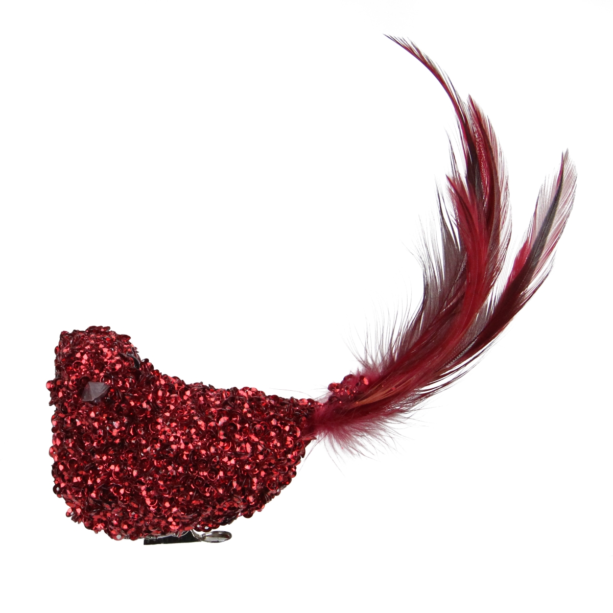 Picture of Northlight 33530763 6.5 in. Red Sequined Bird with Feather Tail Christmas Ornament with Clip