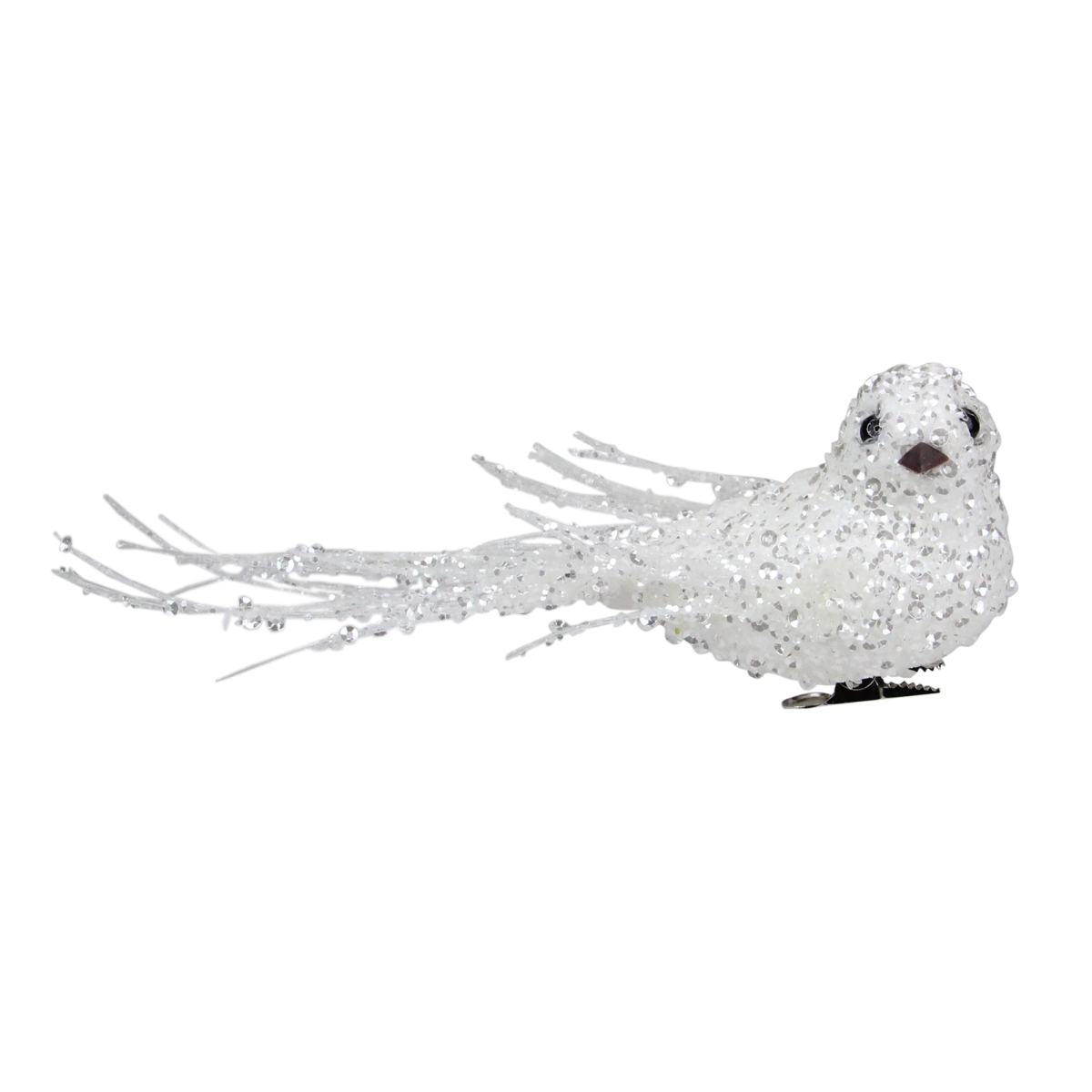 Picture of Northlight 33530765 6.5 in. White & Silver Sequined Bird Christmas Ornament with Clip