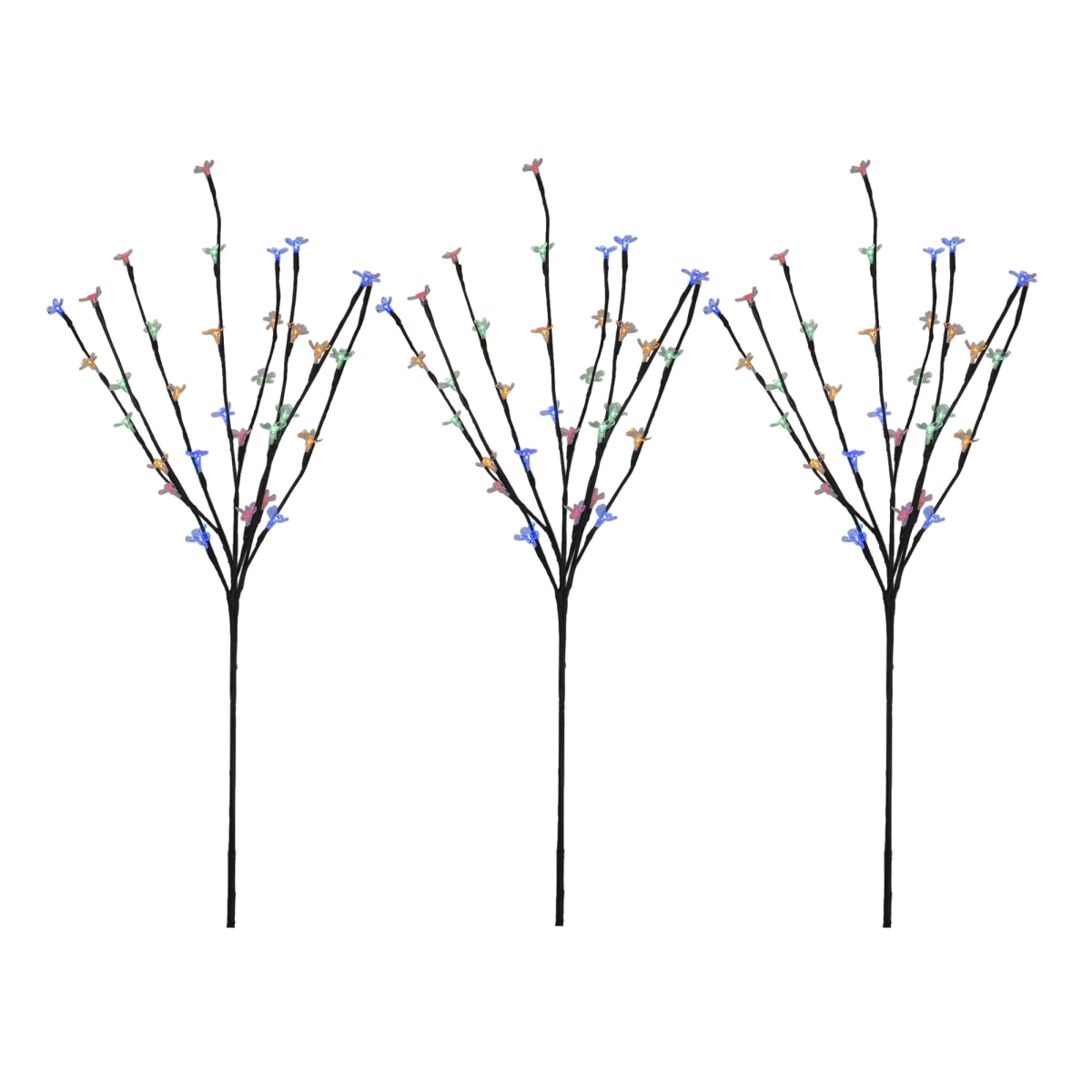 33681567 2.5 ft. LED Cherry Blossom Lighted Artificial Tree Branches - Multi Color Set of 3