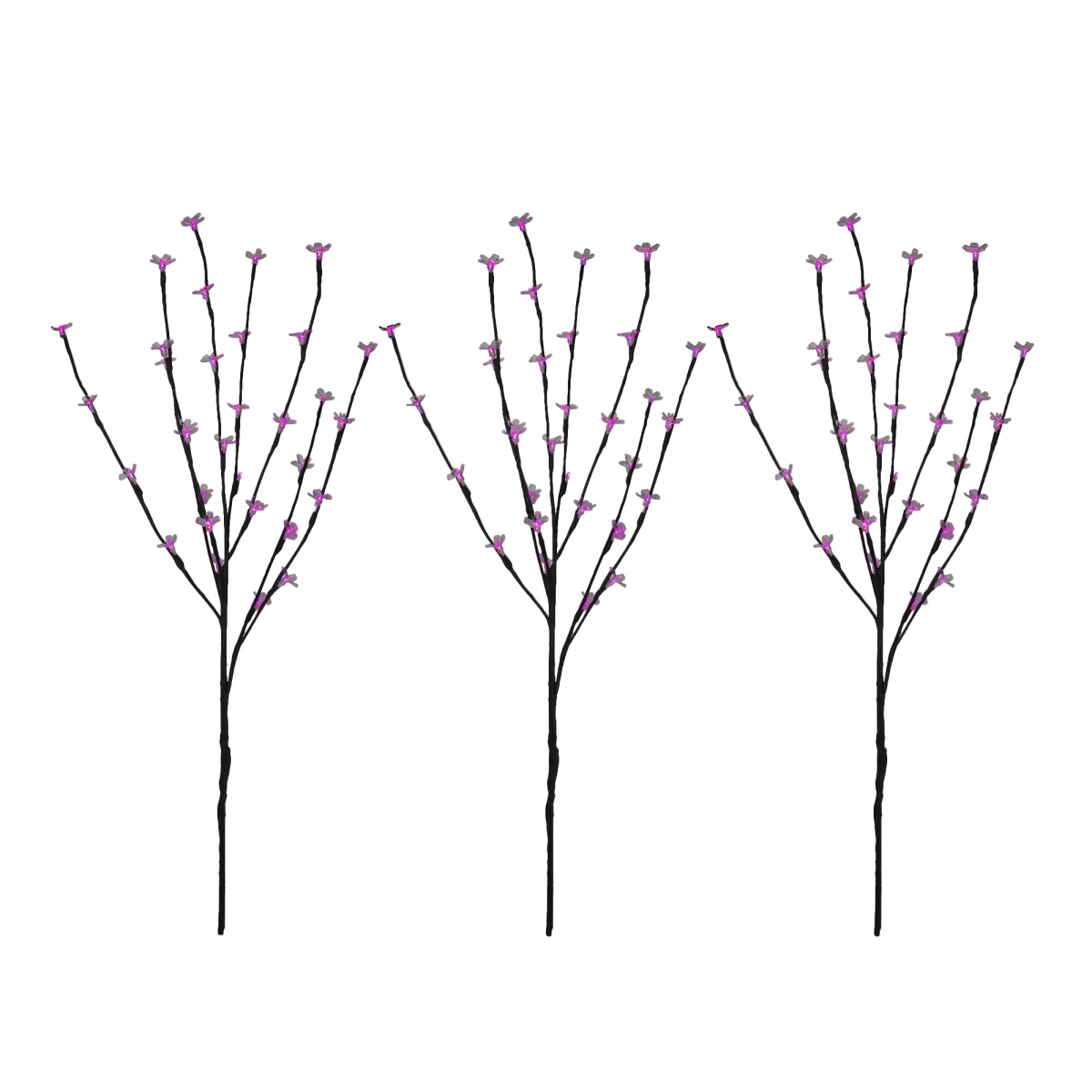 33681574 2.5 ft. Pink LED Cherry Blossom Lighted Outdoor Artificial Tree Branches - Set of 3