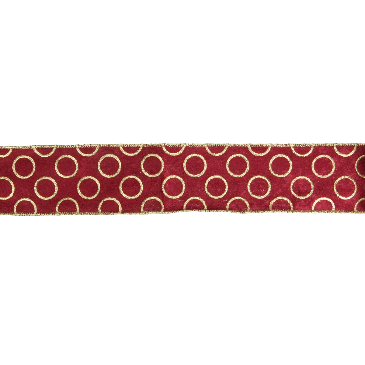 2.5 in. x 16 yards Metallic Red & Gold Circle Wired Craft Ribbon -  Go-Go, GO1800274