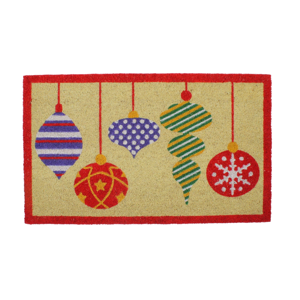 30 x 18 in. Brightly Colored Mixed Christmas Ornaments Outdoor Mat
