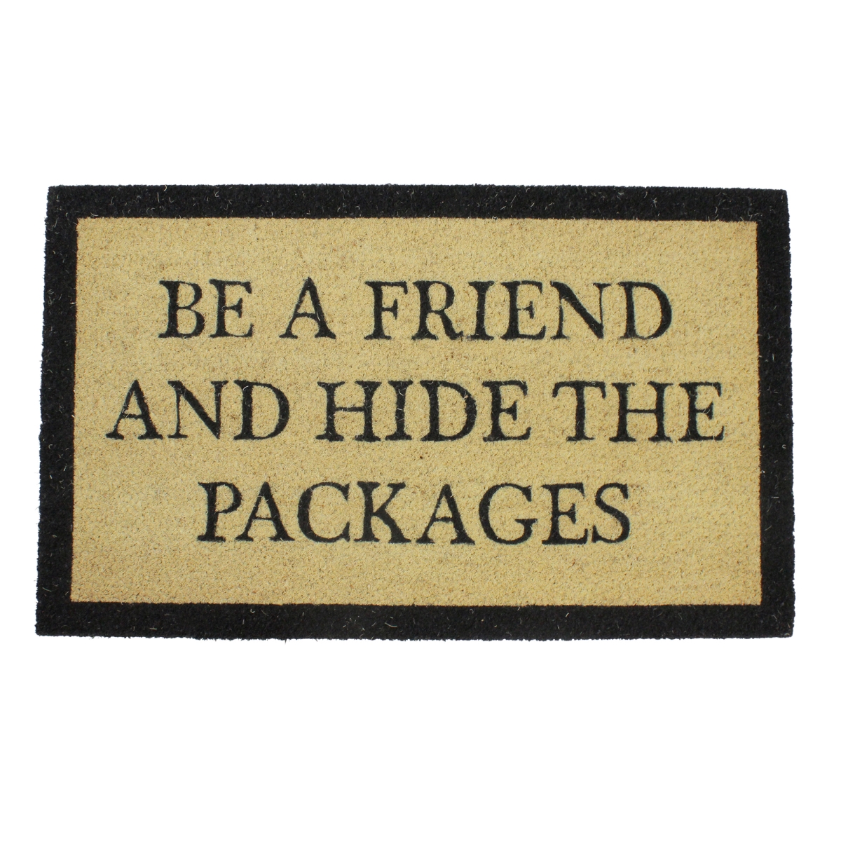 30 x 18 in. Beige & Black Rectangular Hide The Packages Outdoor Mat