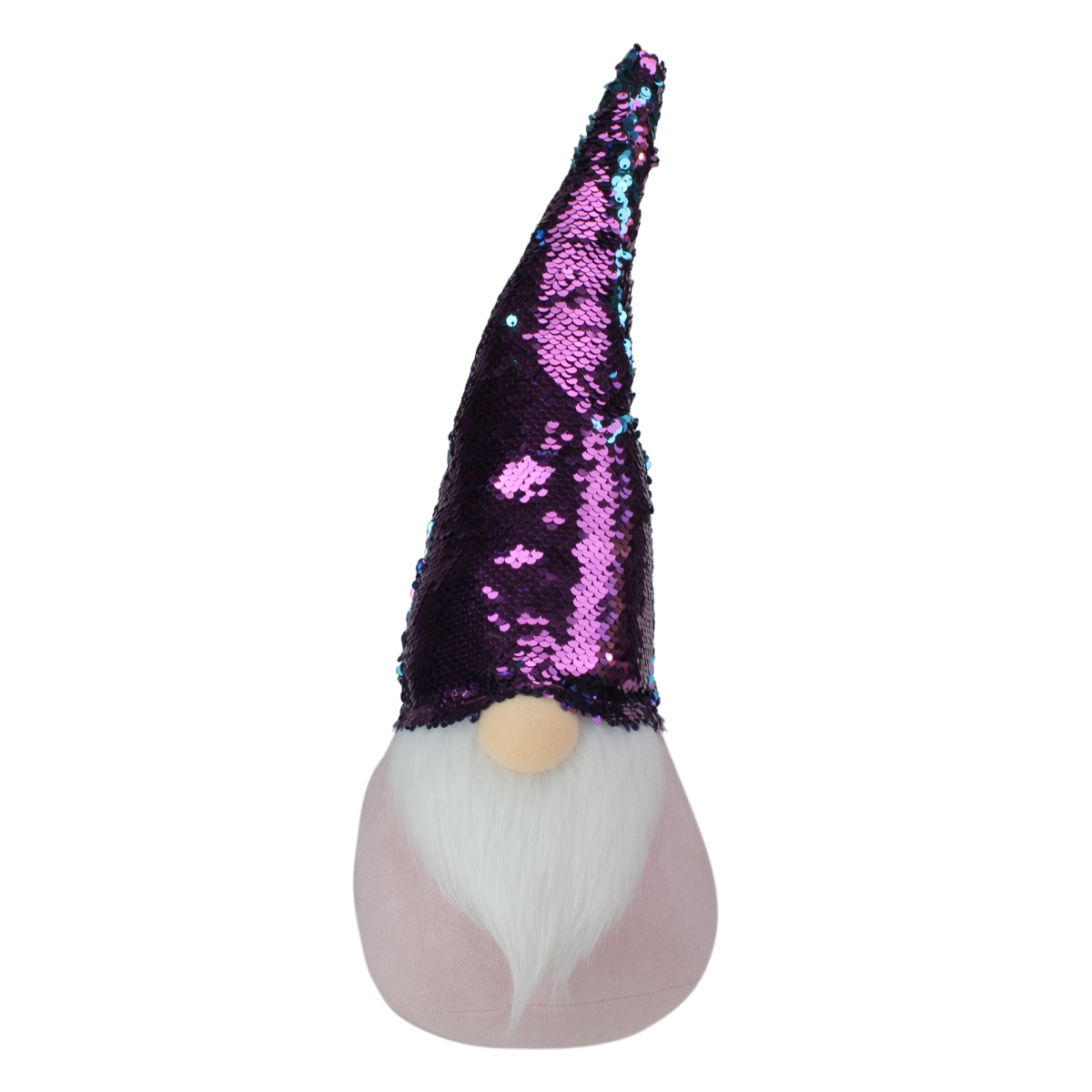 17.5 in. Gnome with Purple & Blue Flip Sequin Hat Christmas Decoration