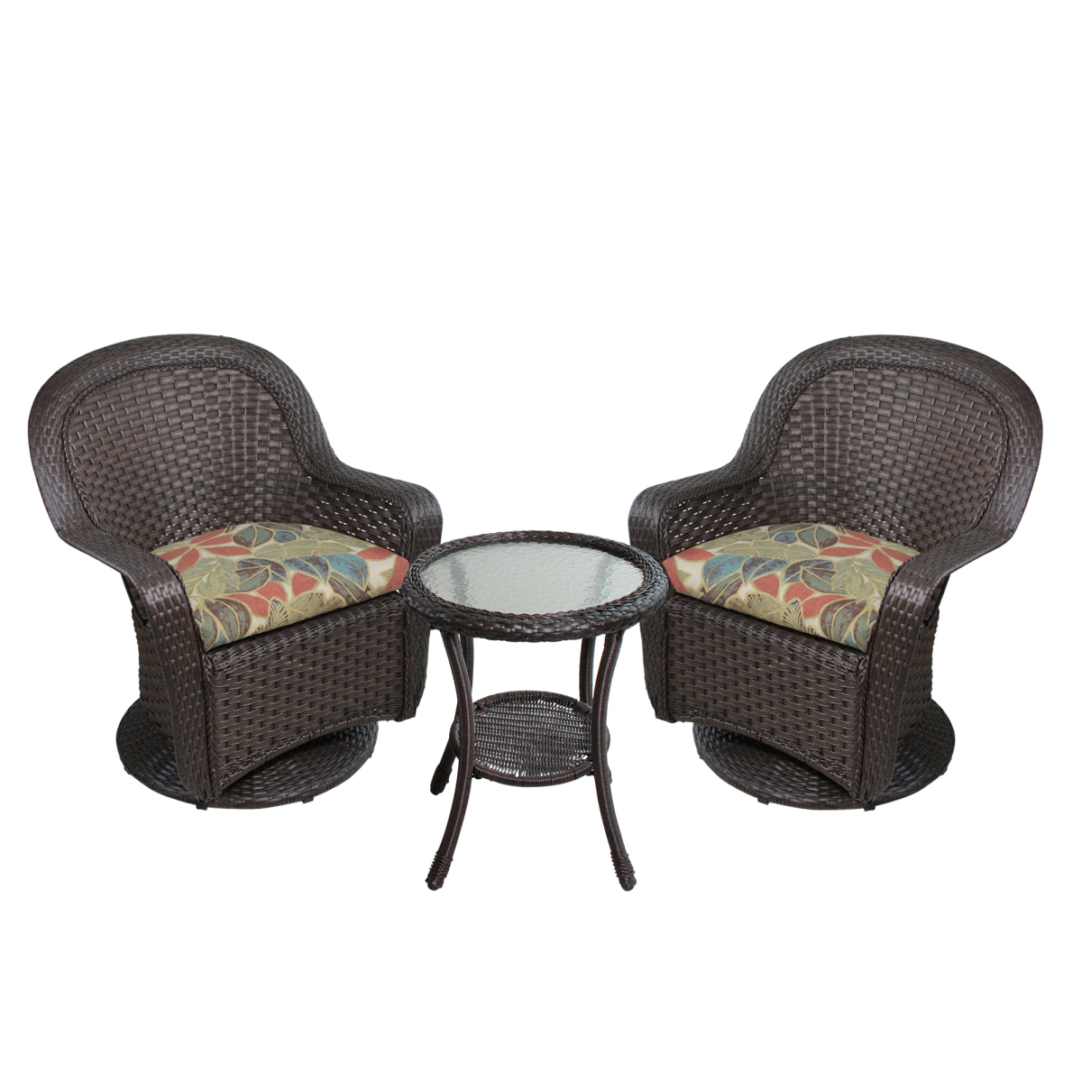 33377900 35 in. Brown Steel Resin Wicker Outdoor Patio Furniture Set - 3 Piece