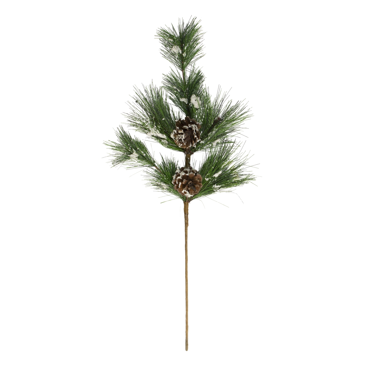 33532689 24 in. Flocked Long Pine Needle & Pine Cone Artificial Christmas Spray