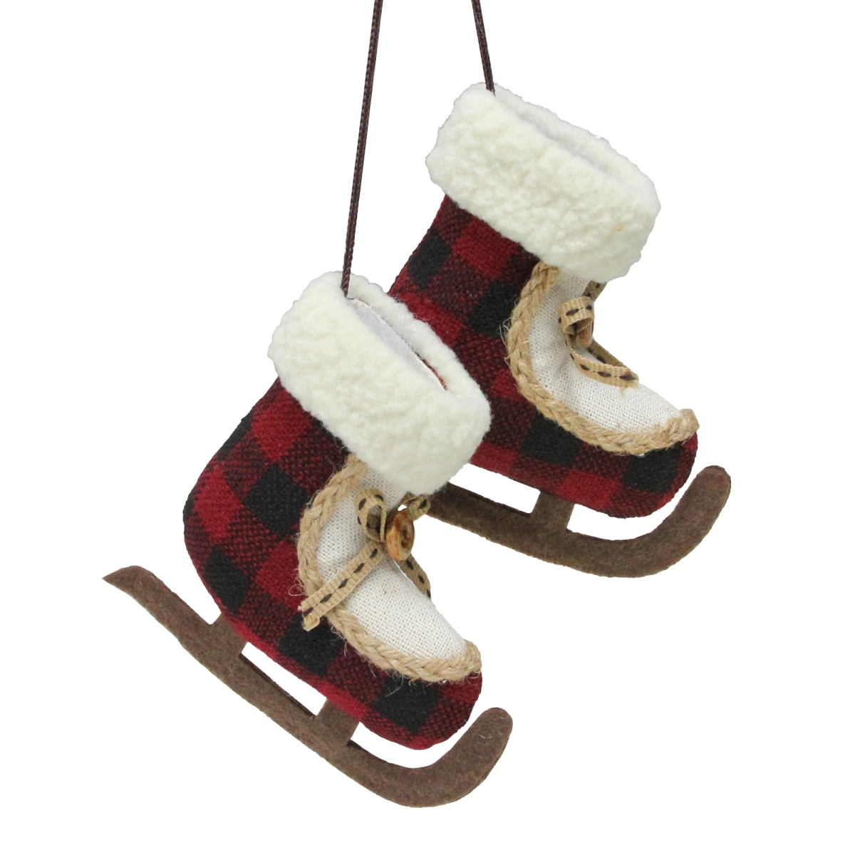 Picture of Gordon Companies 33750227 4 in. Plush Plaid Old Fashioned Ice Skates Christmas Ornament