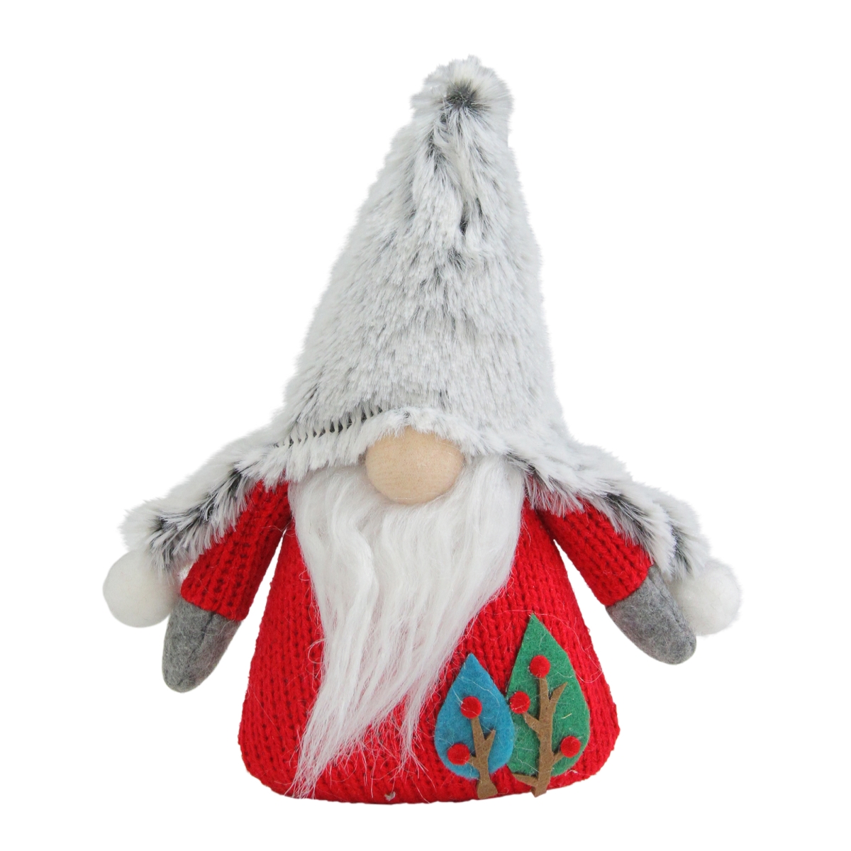 6 in. Plush Stuffed Gnome Christmas Ornament, Red & Gray