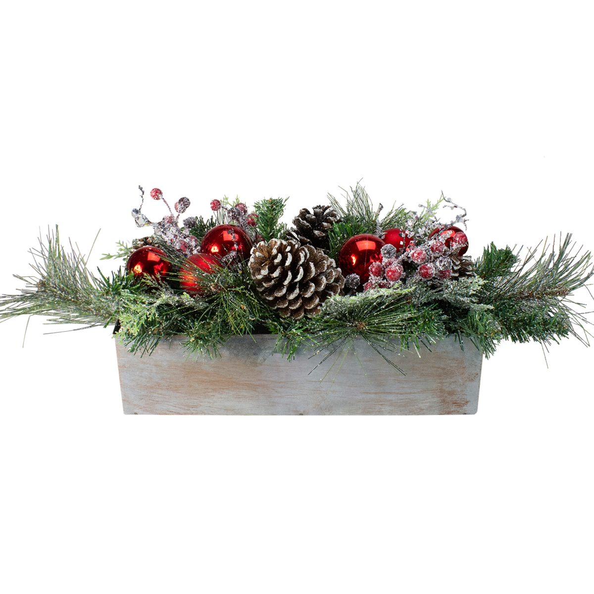 Picture of Gordon Companies 33532684 26 in. Mixed Pine Ornament Pine Cone & Berry Artificial Christmas Arrangement in Galvanized Planter