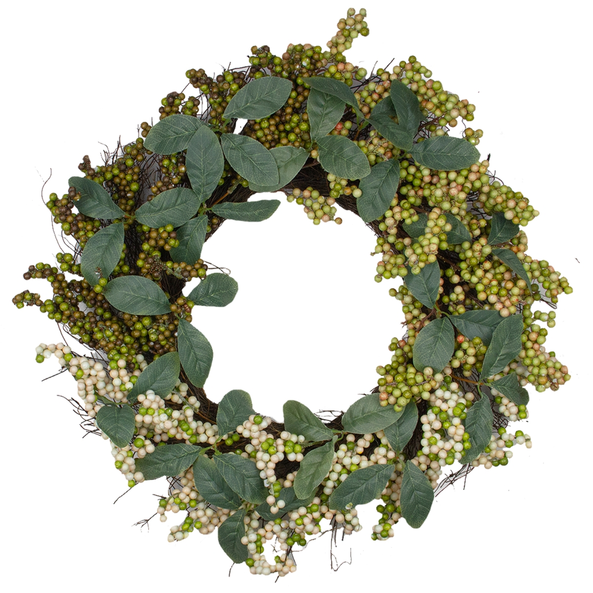 Picture of Gordon Companies 33532677 24 in. Autumn Harvest Berries with Green Leaves Artificial Grapevine Wreath - Unlit