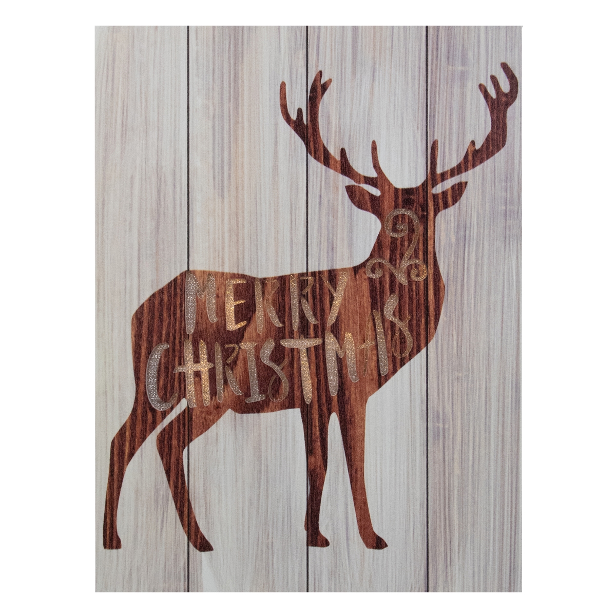 11.75 in. Brown Reindeer Merry Christmas Lighted Plaque