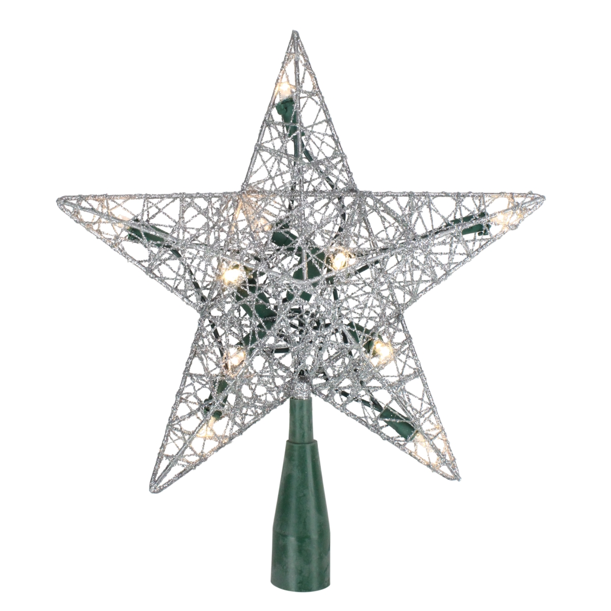 33388870 9 in. Lighted Silver Wire Star Christmas Tree Topper- Clear LED Lights -  NorthLight