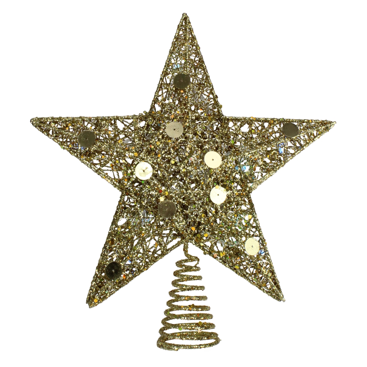 33388872 11.5 in. Lighted Gold Glittered Star Christmas Tree Topper- Multi LED Lights -  NorthLight