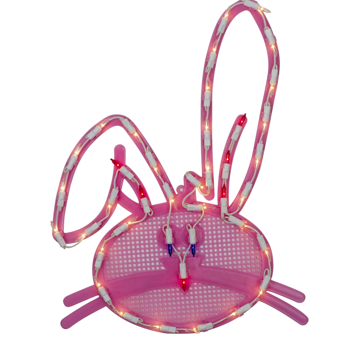 17 in. Lighted Pink Bunny Head Easter Window Silhouette Decoration