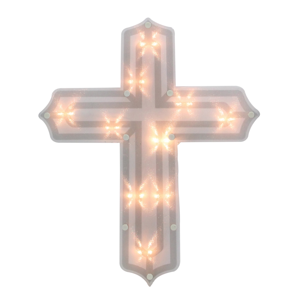 14 in. Lighted Religious Cross Easter Window Silhouette Decoration