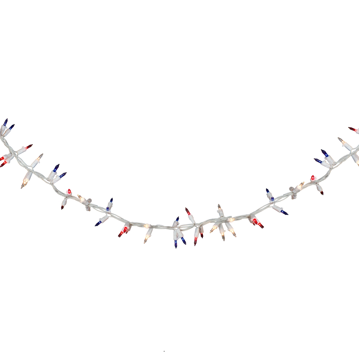 Red Clear & Blue Christmas Garland Mini Lights - 5.6 ft. White Wire - 105 Count