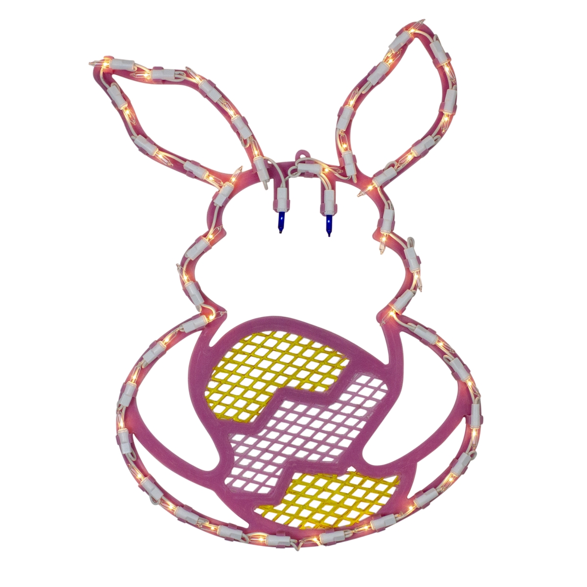 16.5 in. Lighted Pink Bunny with Easter Egg Window Silhouette Decoration