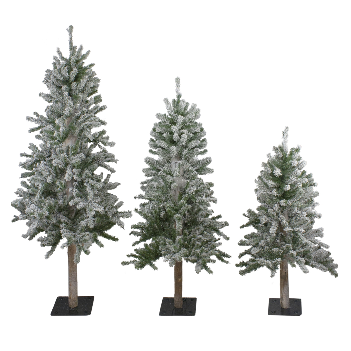 33532725 3, 4 & 5 ft. Flocked Alpine Artificial Christmas Tree - Unlit - Set of 3 -  NorthLight