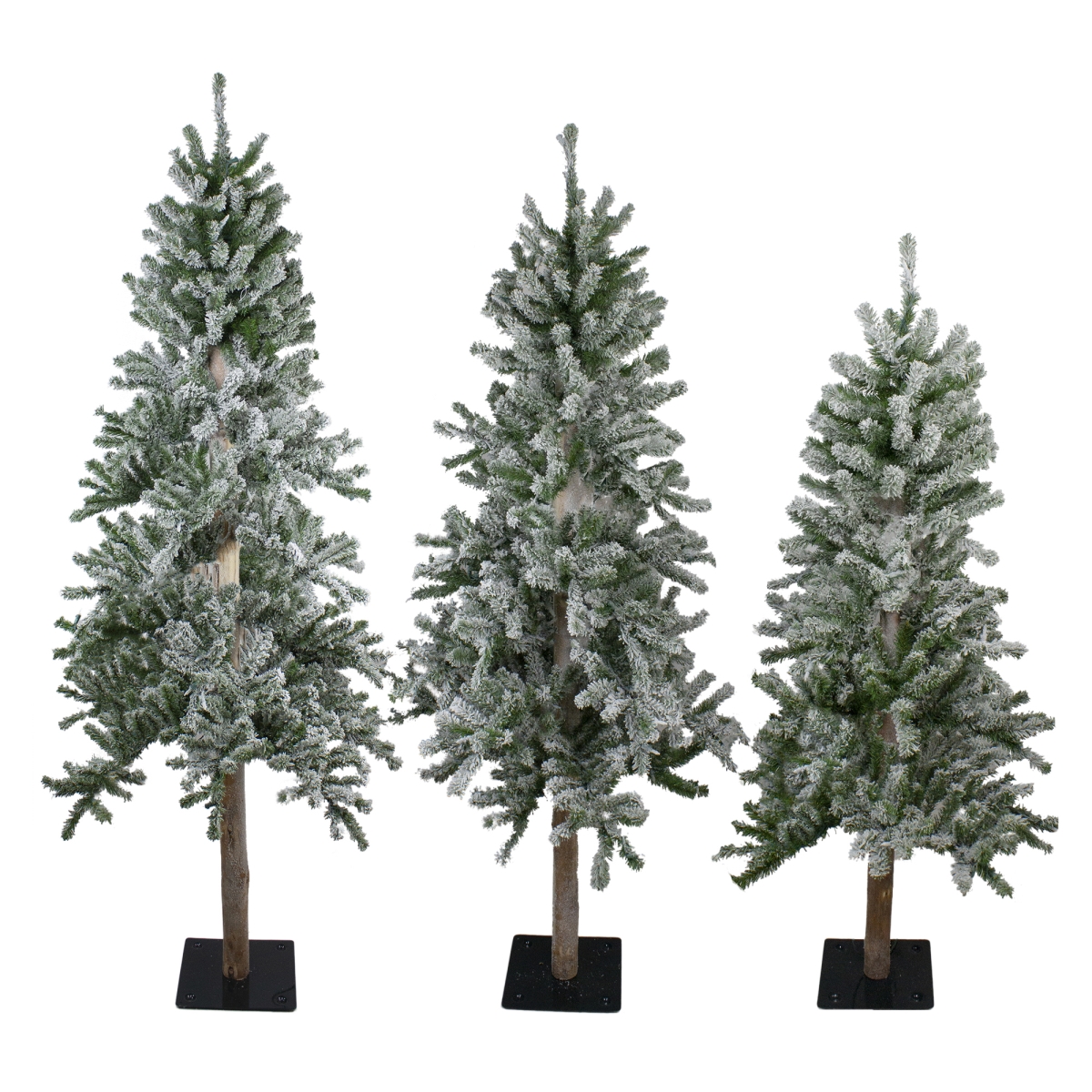 4, 5 & 6 ft. Flocked Alpine Artificial Christmas Tree - Unlit - Set of 3