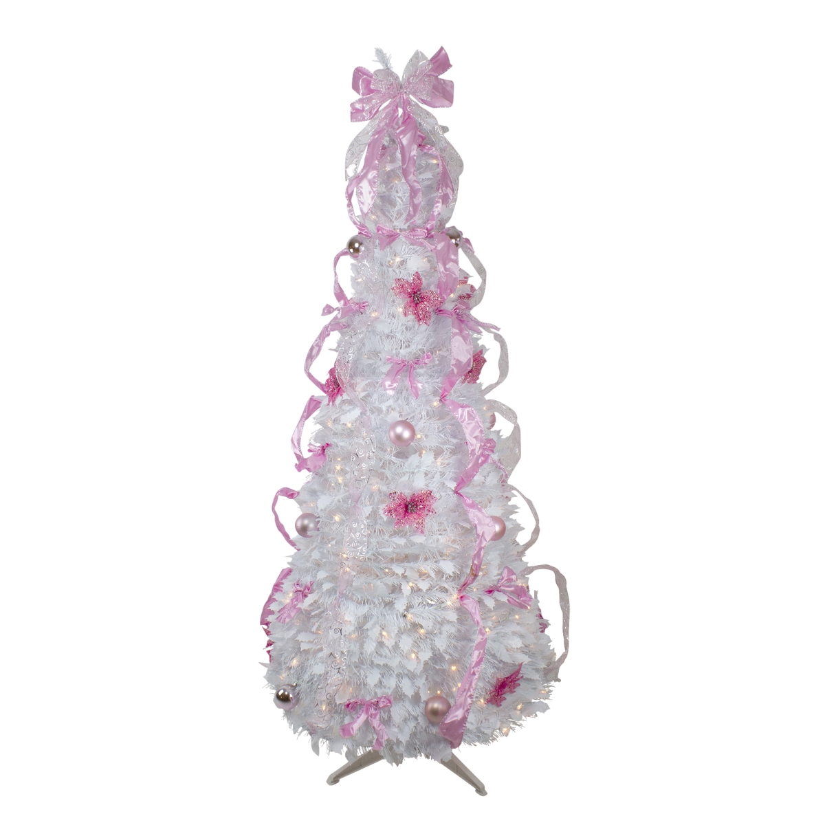 6 ft. Pre-Lit White Pop Up Artificial Christmas Tree - Clear Lights