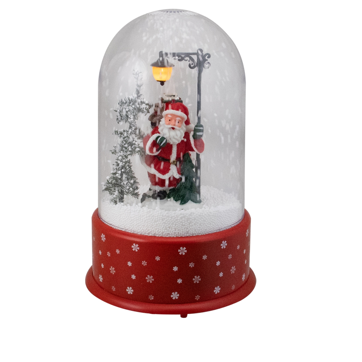 11.75 in. Lighted Santa with Street Light Snowing Christmas Globe