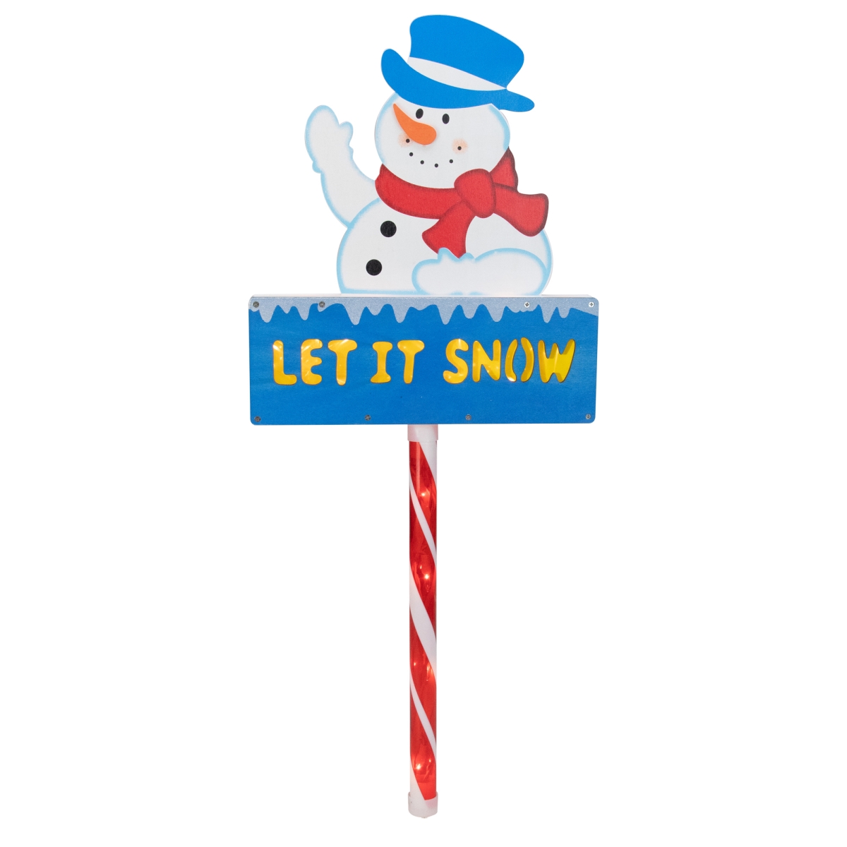 28.5 in. Lighted Snowman Let It Snow Christmas Lawn Stake - Clear Lights