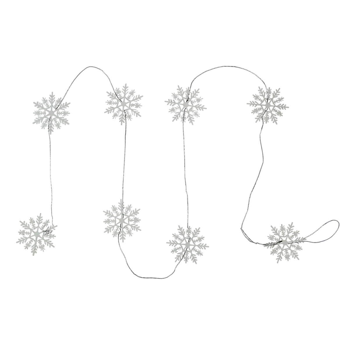 5 ft. White Glitter Dusted Wooden Snowflake Christmas Garland
