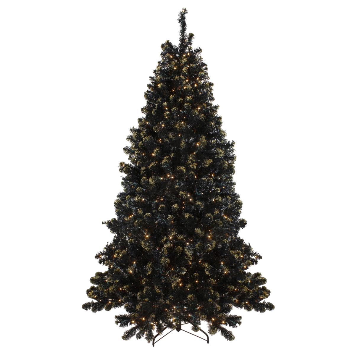 7.5 ft. Pre-Lit LED Black Crystal Pine with Gold Glitter Artificial Christmas Tree - Clear Lights