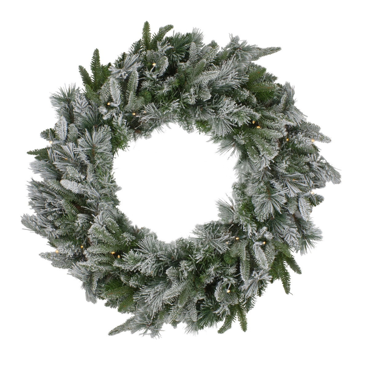 30 in. Pre-Lit LED Flocked Mixed Rose Mary Emerald Angel Pine Artificial Christmas Wreath - Clear Lights
