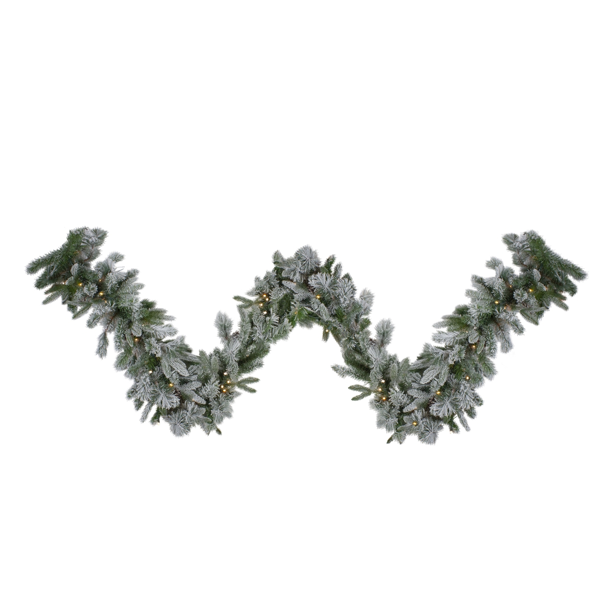 33388969 9 ft. x 14 in. Pre-Lit LED Flocked Rose Mary Emerald Angel Pine Artificial Christmas Garland - Clear Lights -  NorthLight