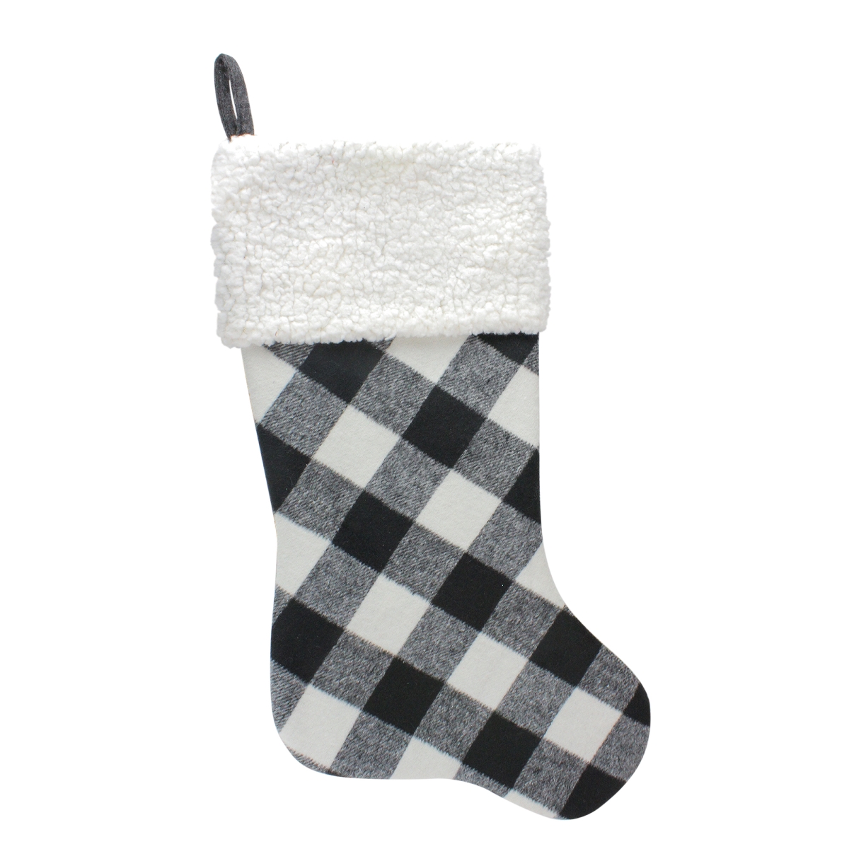 33530787 23 in. Black & White Rustic Checkered Christmas Stocking