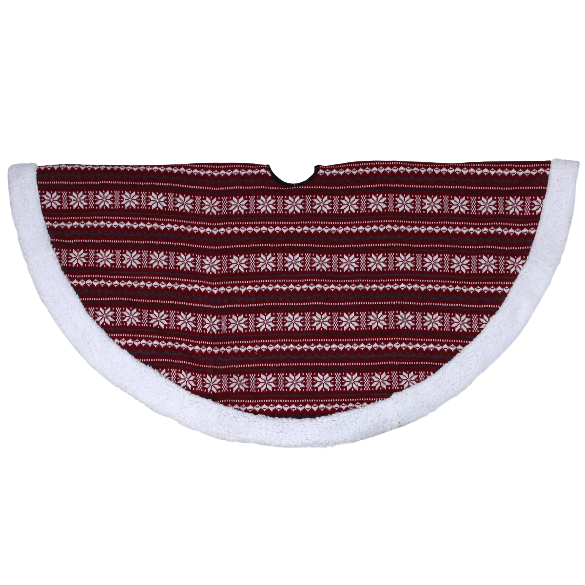 48 in. Red & White Knitted Snowflake Lodge Christmas Tree Skirt