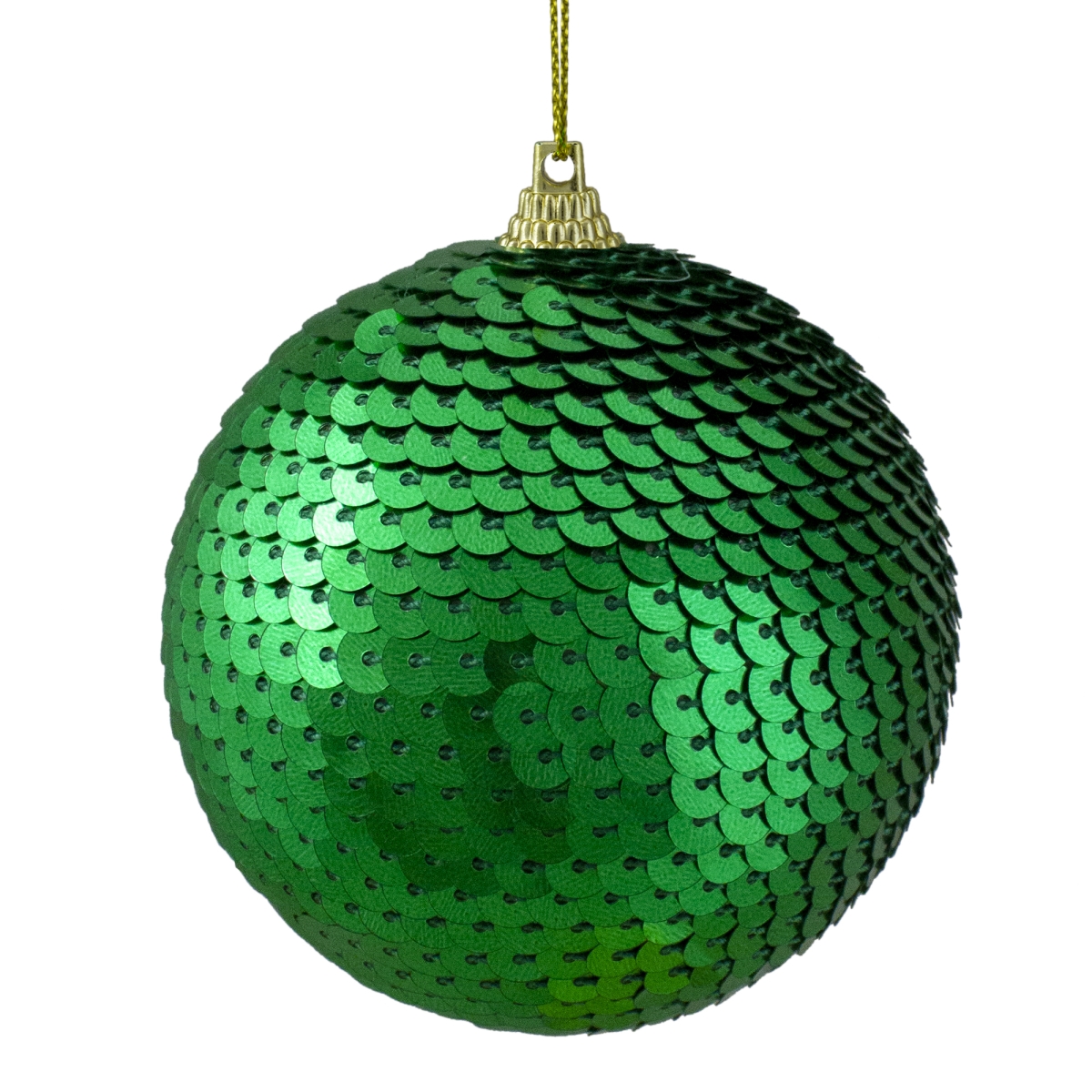 3.14 in. Green Sequin Shatterproof Ball Christmas Ornament