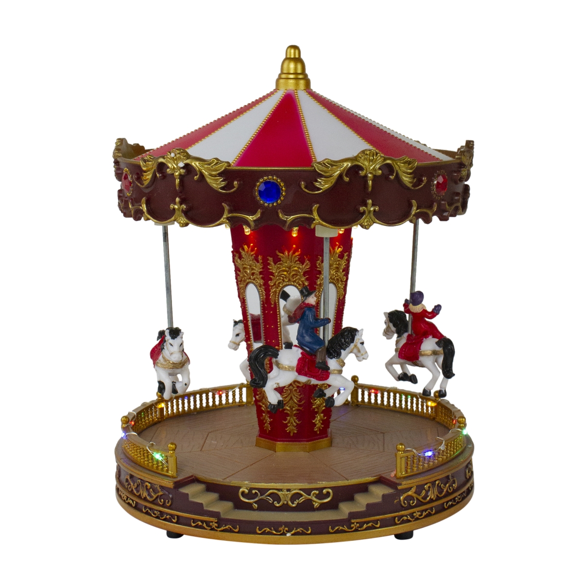 34109646 11 in. LED Lighted & Animated Christmas Carousel with Horses