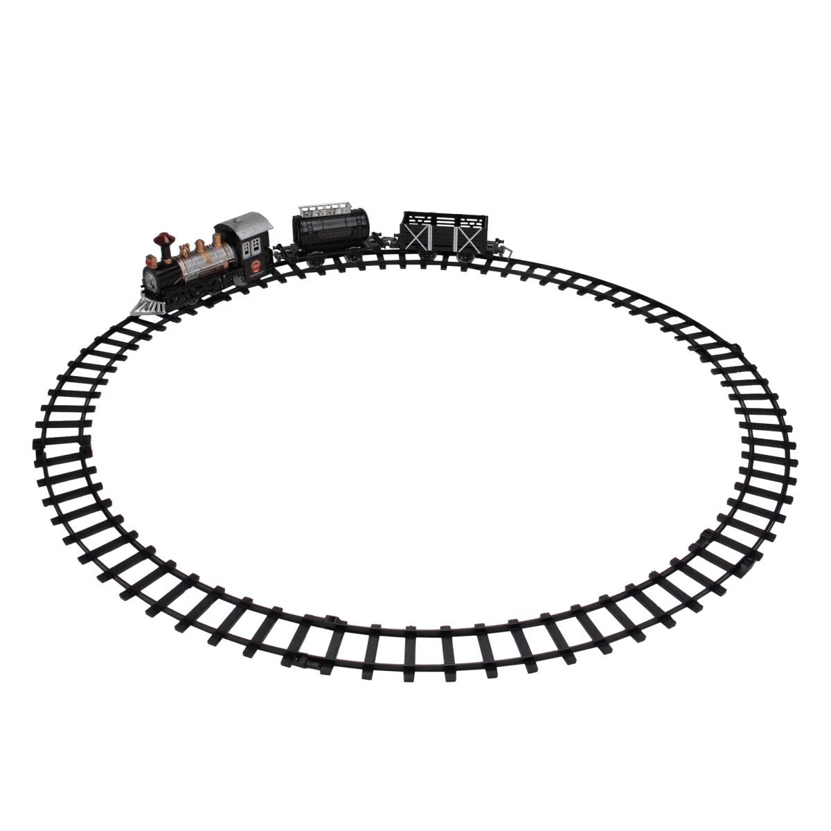 Picture of Northlight 33388864 Battery Operated Black & Silver Lighted & Animated Classic Train Set with Sound - 9 Piece