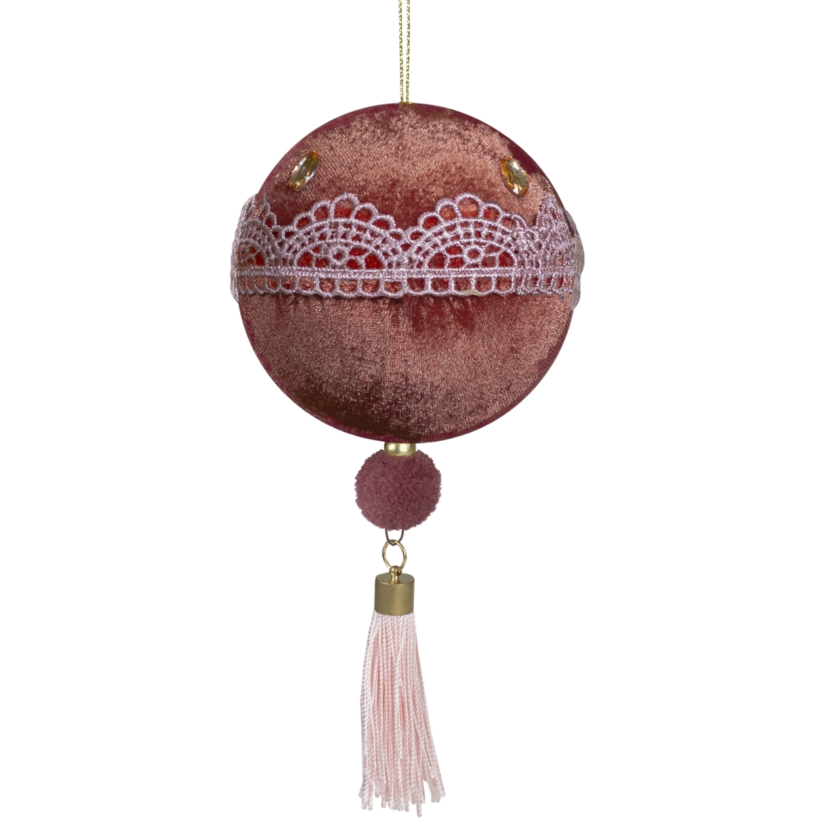 7.75 in. Pink Lace Shatterproof Christmas Ball Ornament