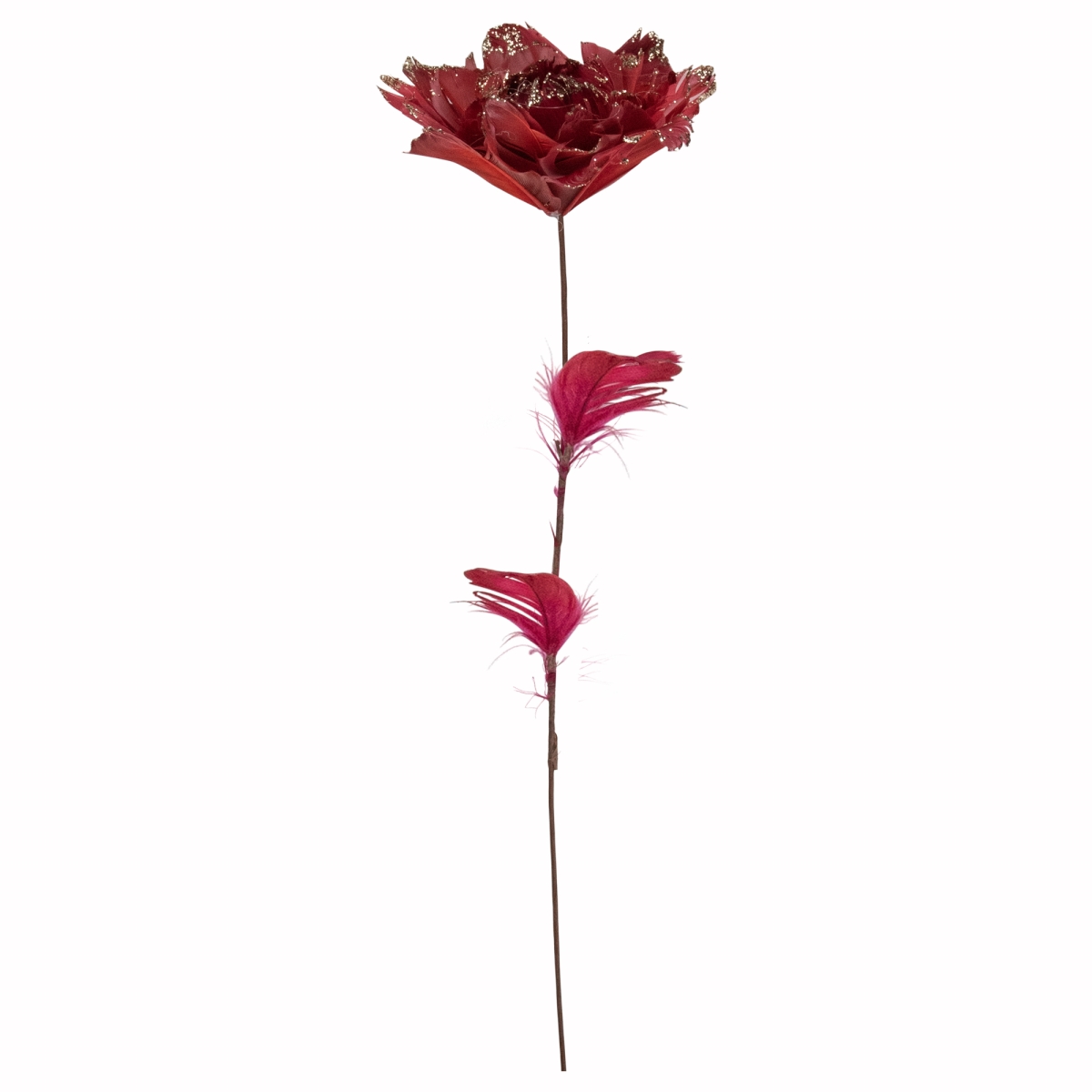 20.75 in. Feather Peony Artificial Christmas Floral Pick, Red
