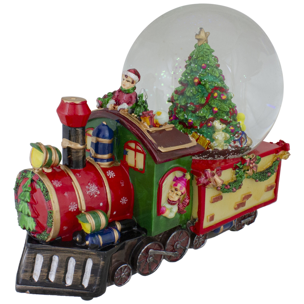 8 Christmas Train with Tree Musical Snow Globe Tabletop Decoration