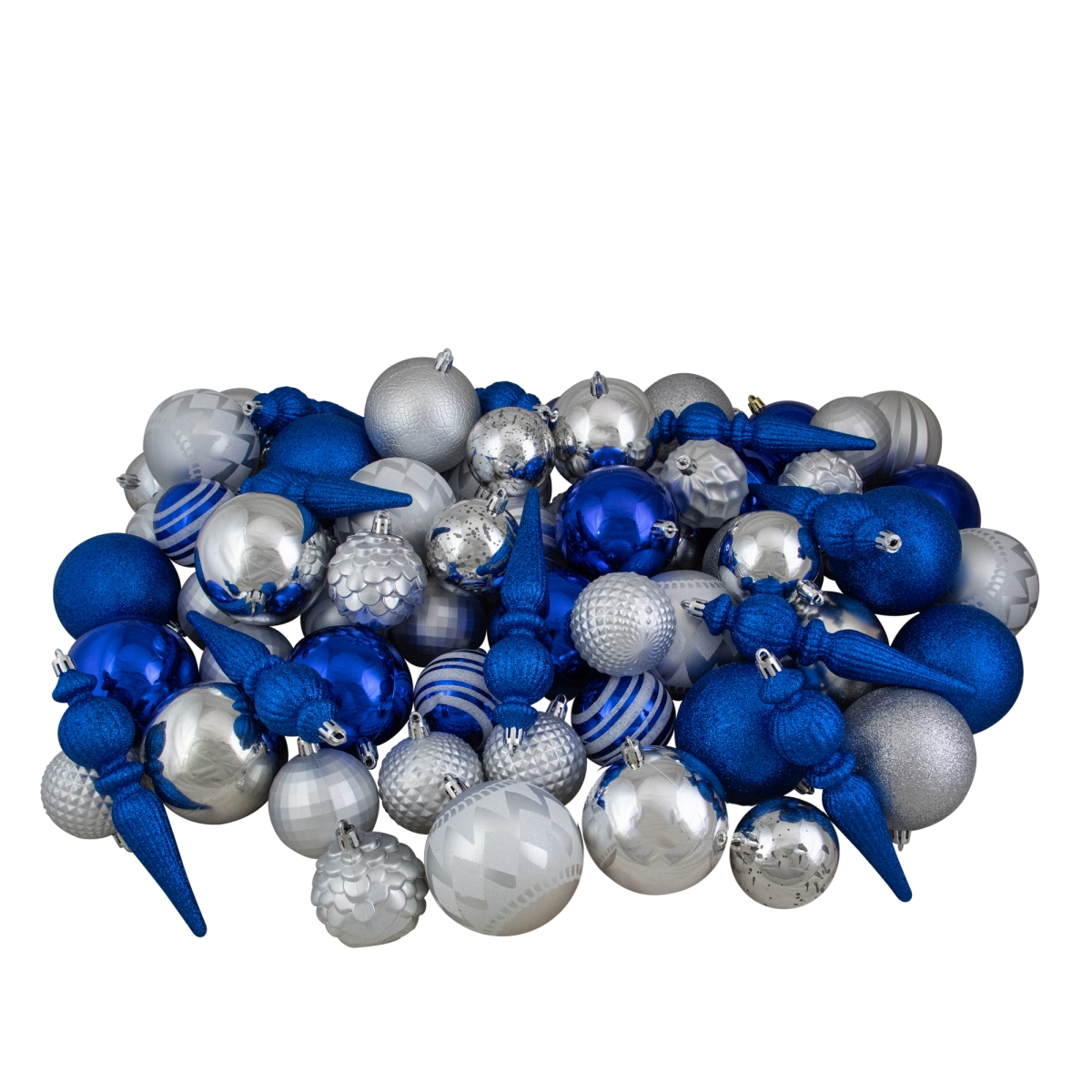 33530827 Blue & Silver Shatterproof 3-Finish Christmas Ball Ornaments - 75 Count