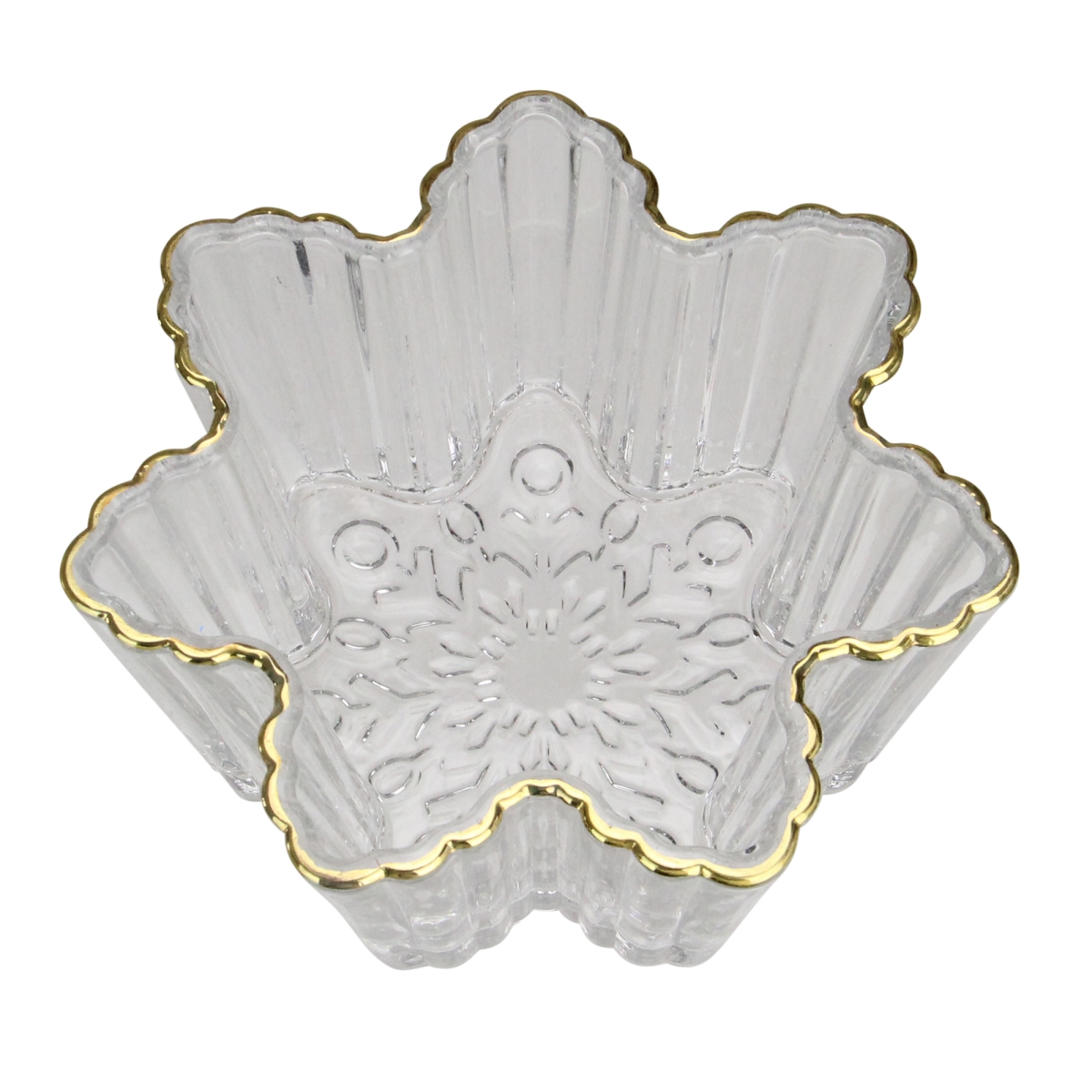 Picture of Avon 33537603 5.75 in. Clear & Gold Winter Snowflake Christmas Candy Dish Serving Bowl