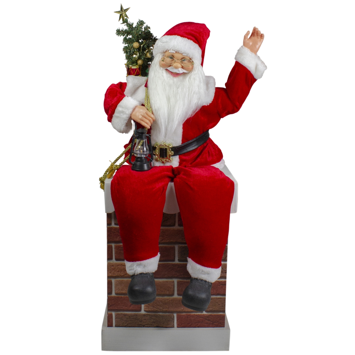 Picture of Northlight 33749357 Santa Delivering Presents Down a Smokestack Chimney Christmas Decoration