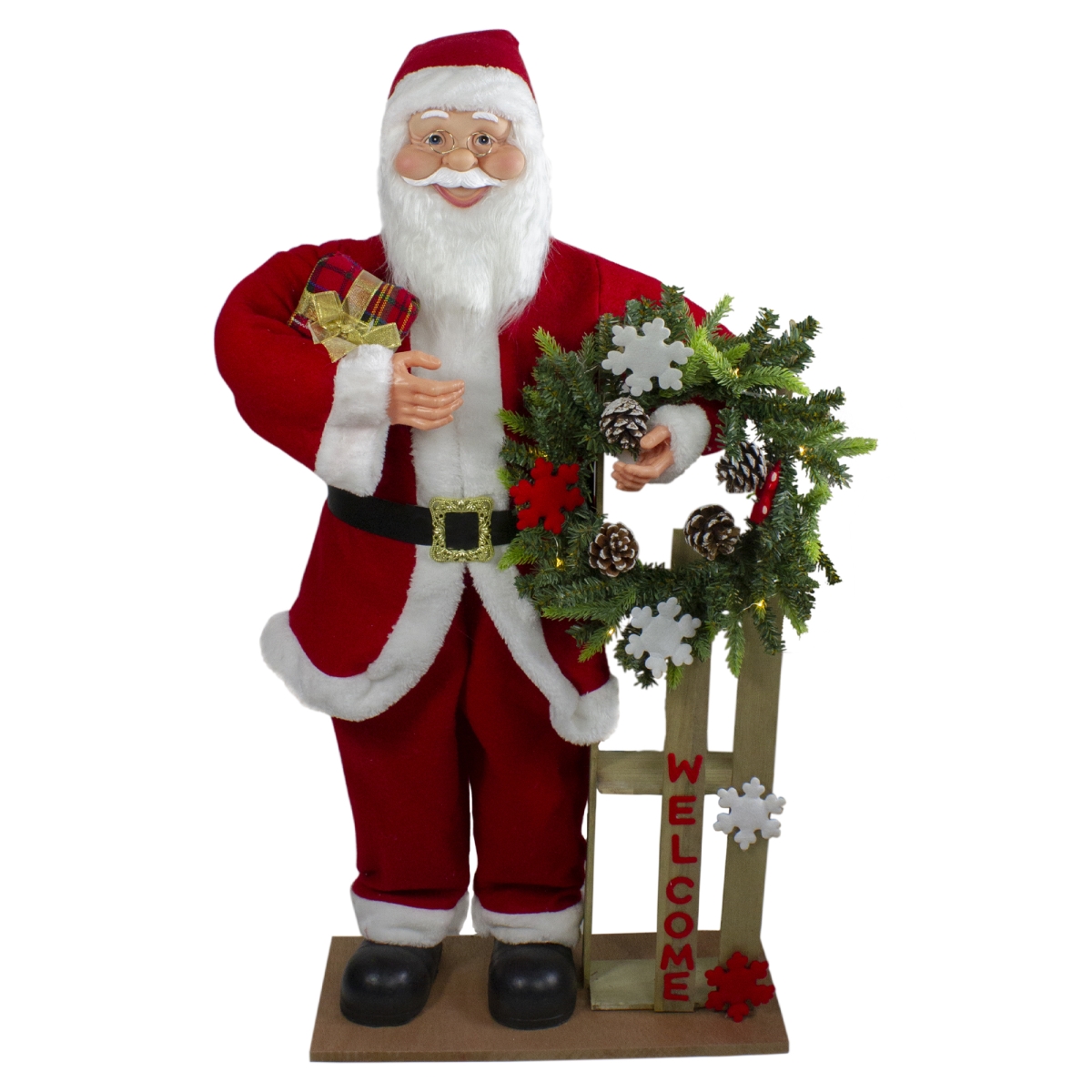 Picture of Northlight 33749358 3 ft. Santa Claus Holding a Wooden Sleigh Welcome Christmas Sign