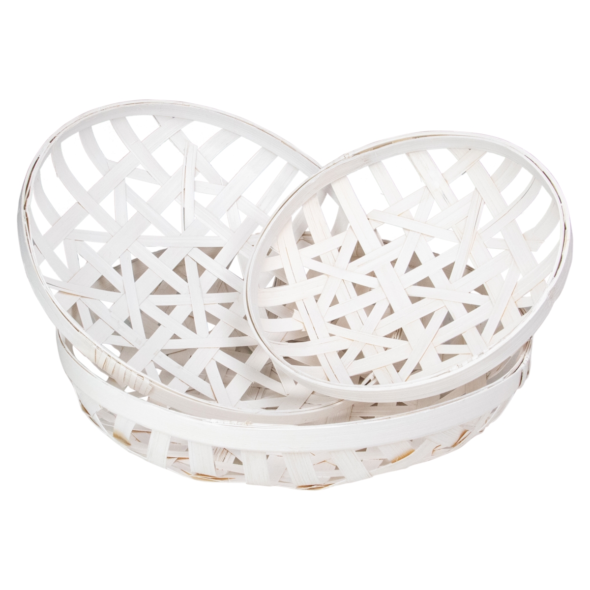 Lattice Tobacco Table Top Baskets, Snow White - Set of 3