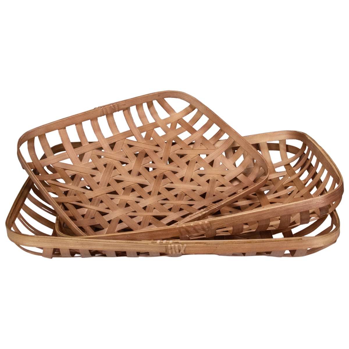 34219230 Lattice Rectangular Tobacco Table Top Baskets, Brown - Set of 3