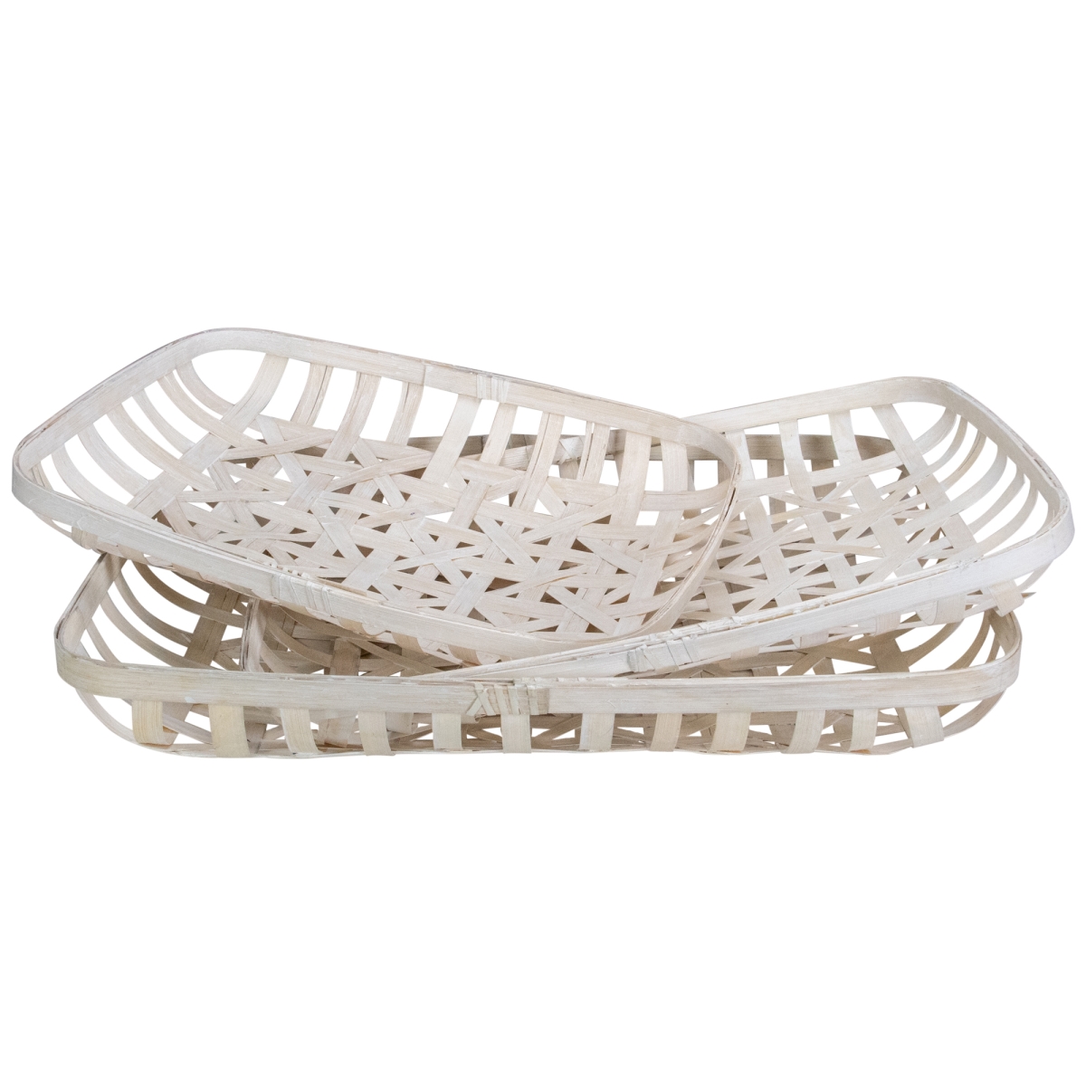 34219232 Lattice Rectangular Tobacco Table Top Baskets, White - Set of 3