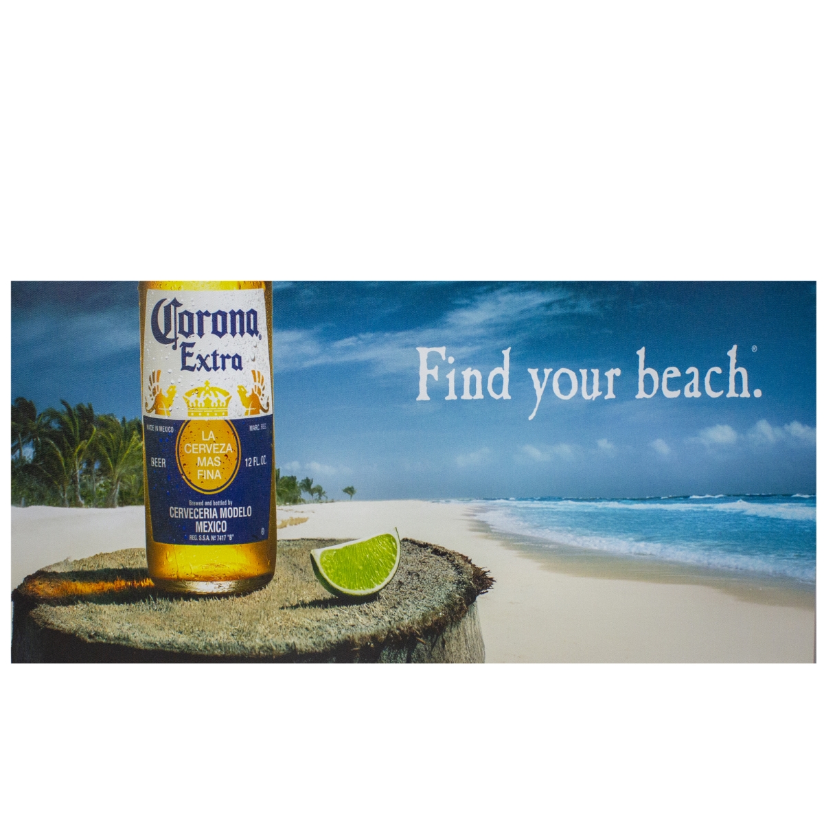 23.5 in. Corona Beer Tropical Beach Scene Lighted Canvas Wall Art