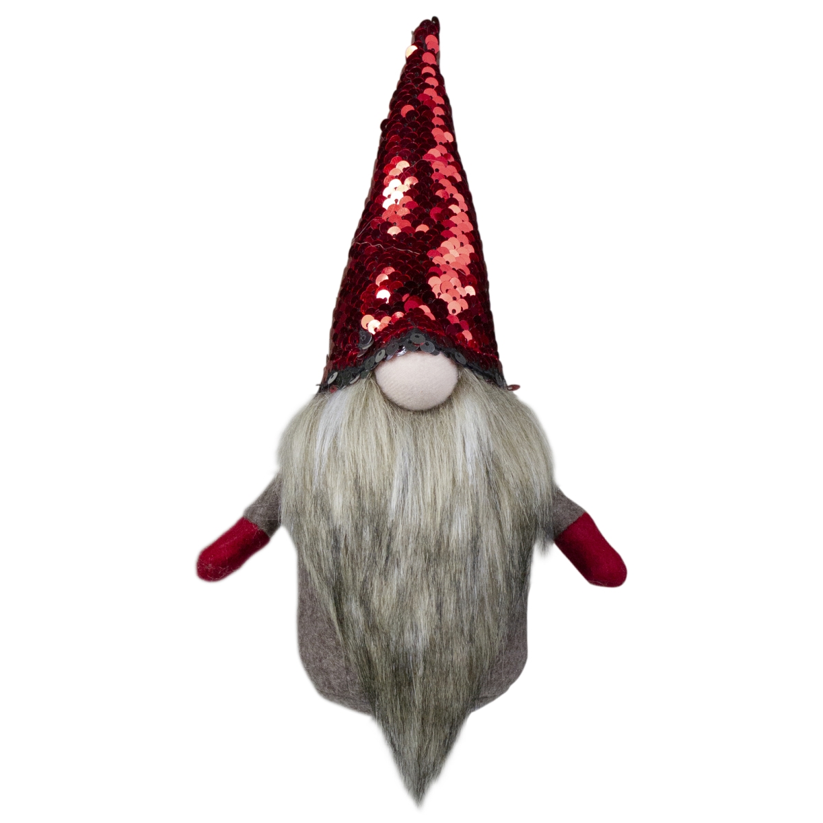 9.5 x 8 x 3.5 in. Elf Tabletop Christmas Decoration, Beige & Shiny Red